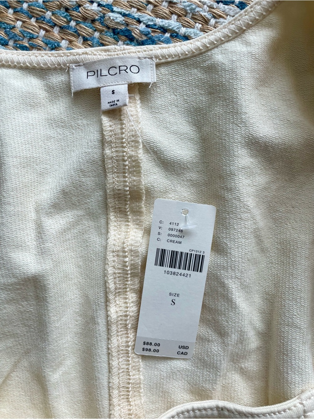 Pilcro Cream Ribbed long sleeve shirt